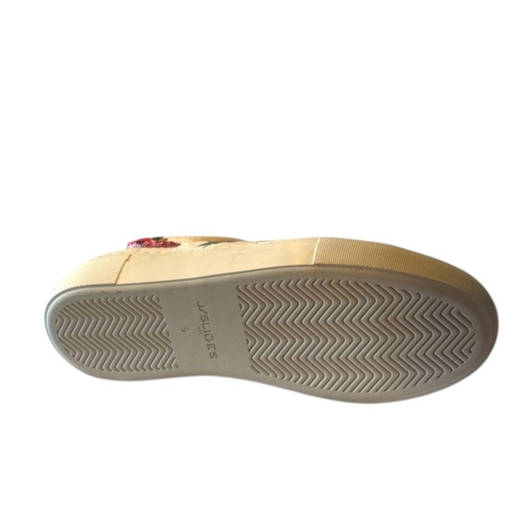 NWOT-J Slides Cream Sneakers with Red Floral Embroidery - Picture 9 of 14